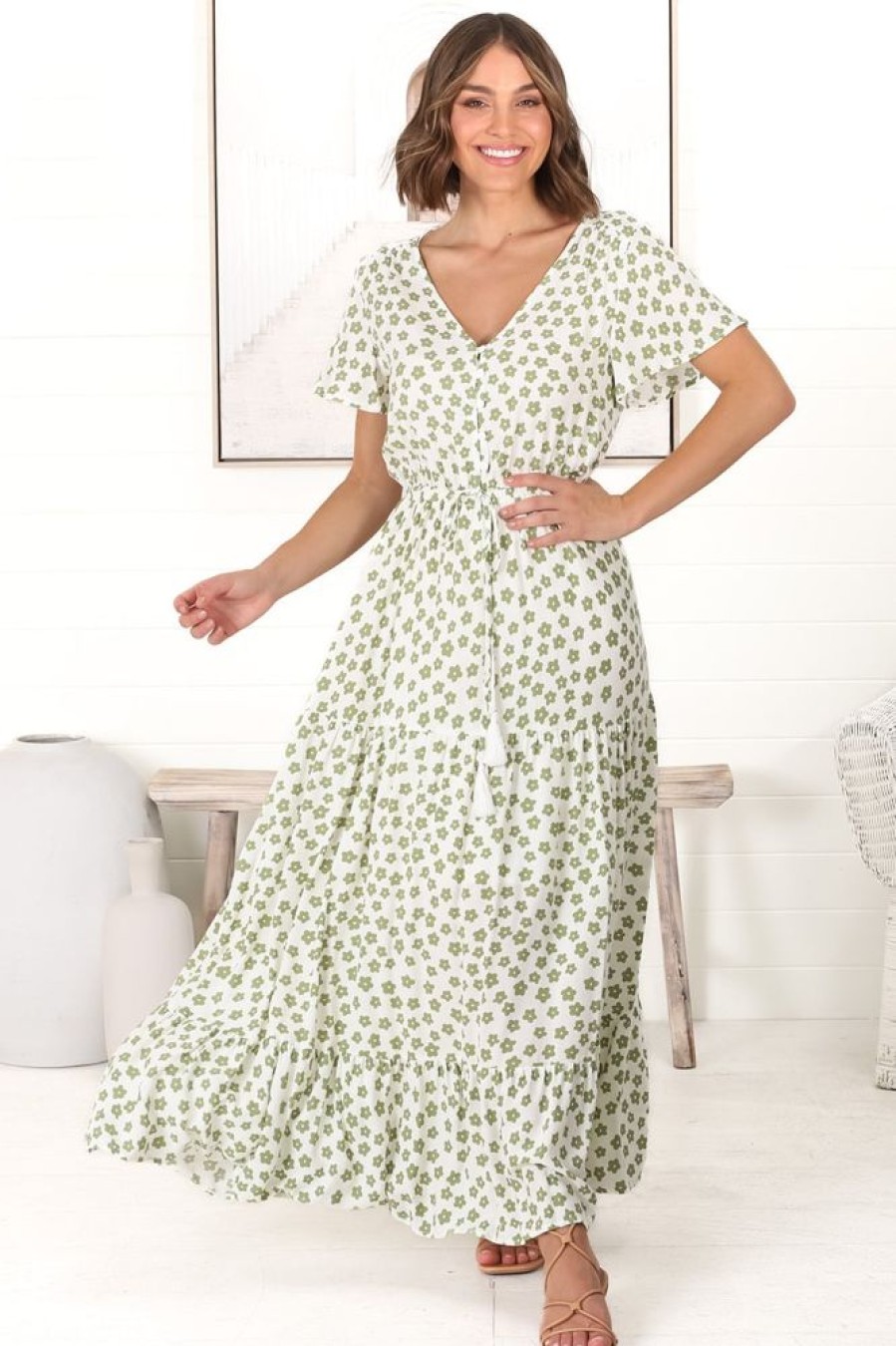Dresses Salty Crush | Derla - Gellina Maxi Dress - Kiwi