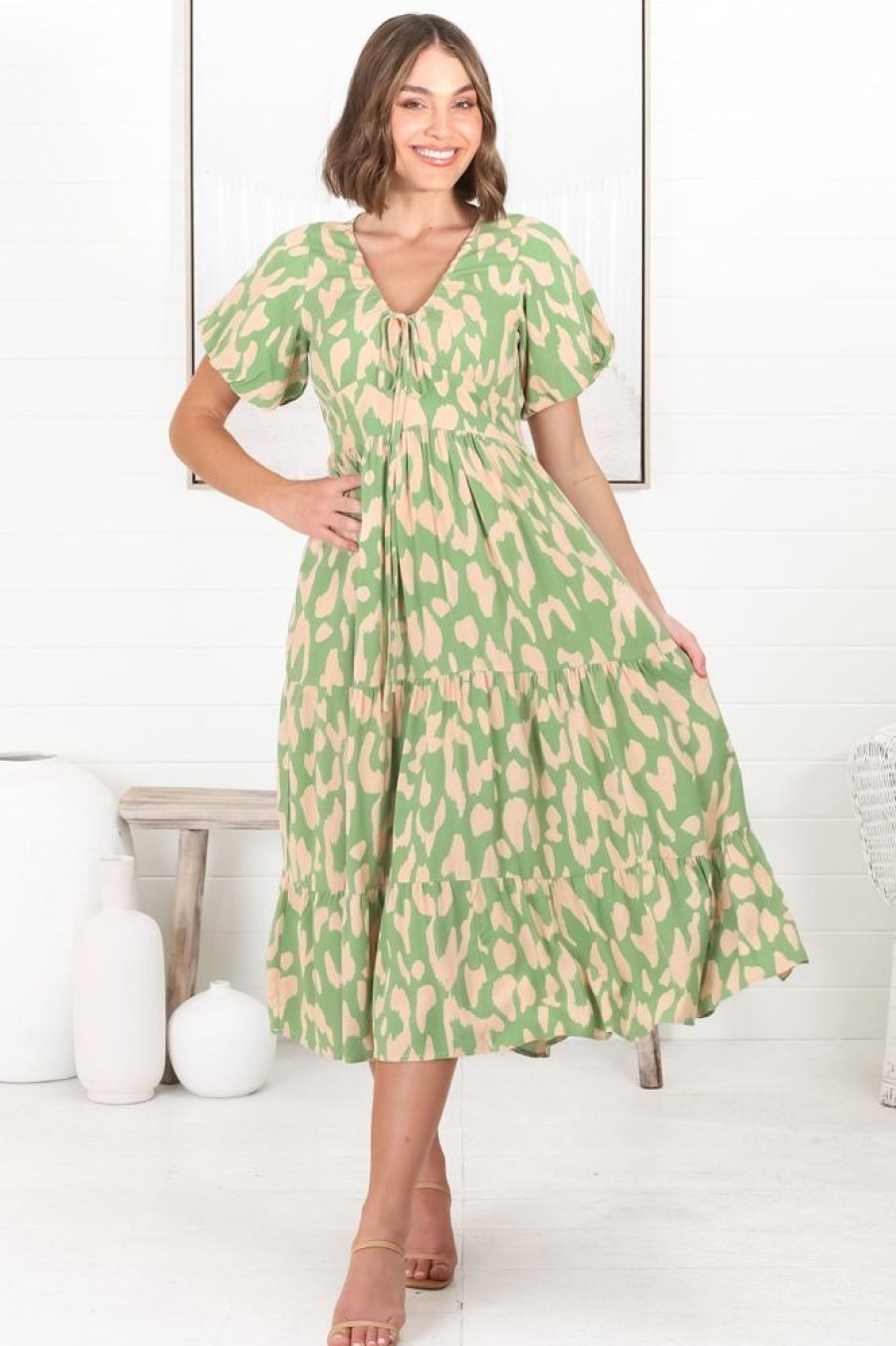 Dresses Salty Crush | Tea - Rina Midi Dress - Lime