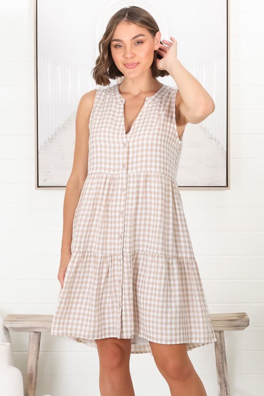 Dresses Salty Crush | Acelle Mini Dress - Beige