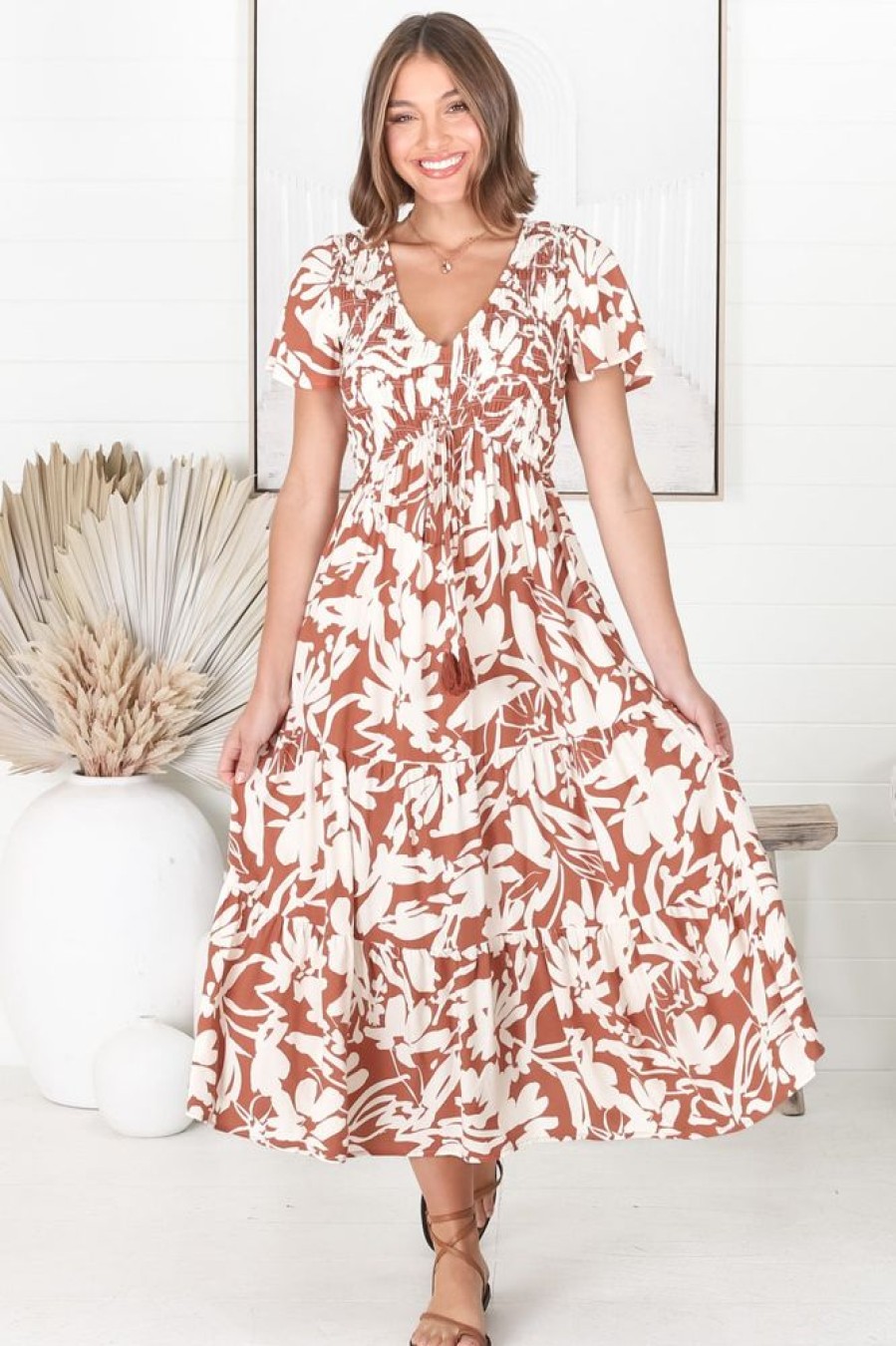 Dresses Salty Crush | Amaya - Charis Midi Dress - Rust