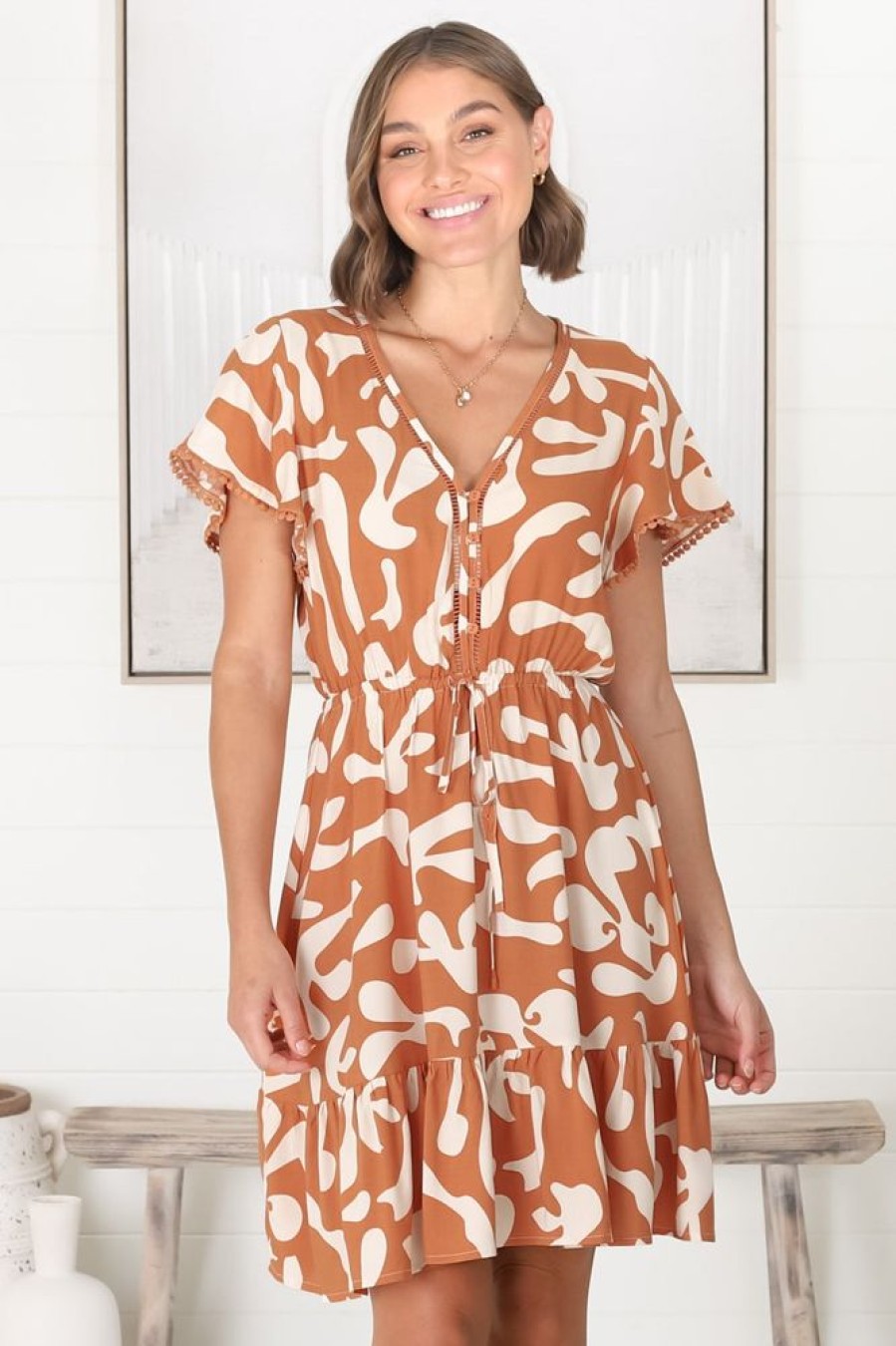Dresses Salty Crush | Dee - Jaxie Mini Dress - Rust