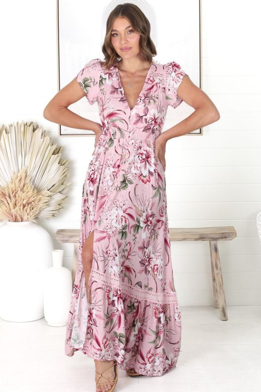Jaase JAASE | Carmen - Pink Lotus Maxi Dress