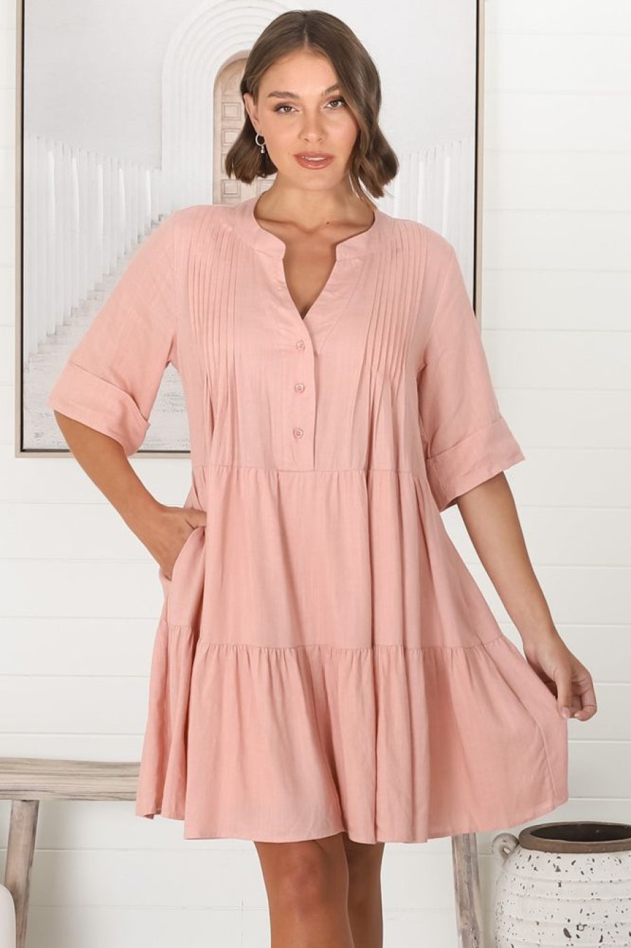 Dresses Salty Crush | Ayva Mini Dress - Blush