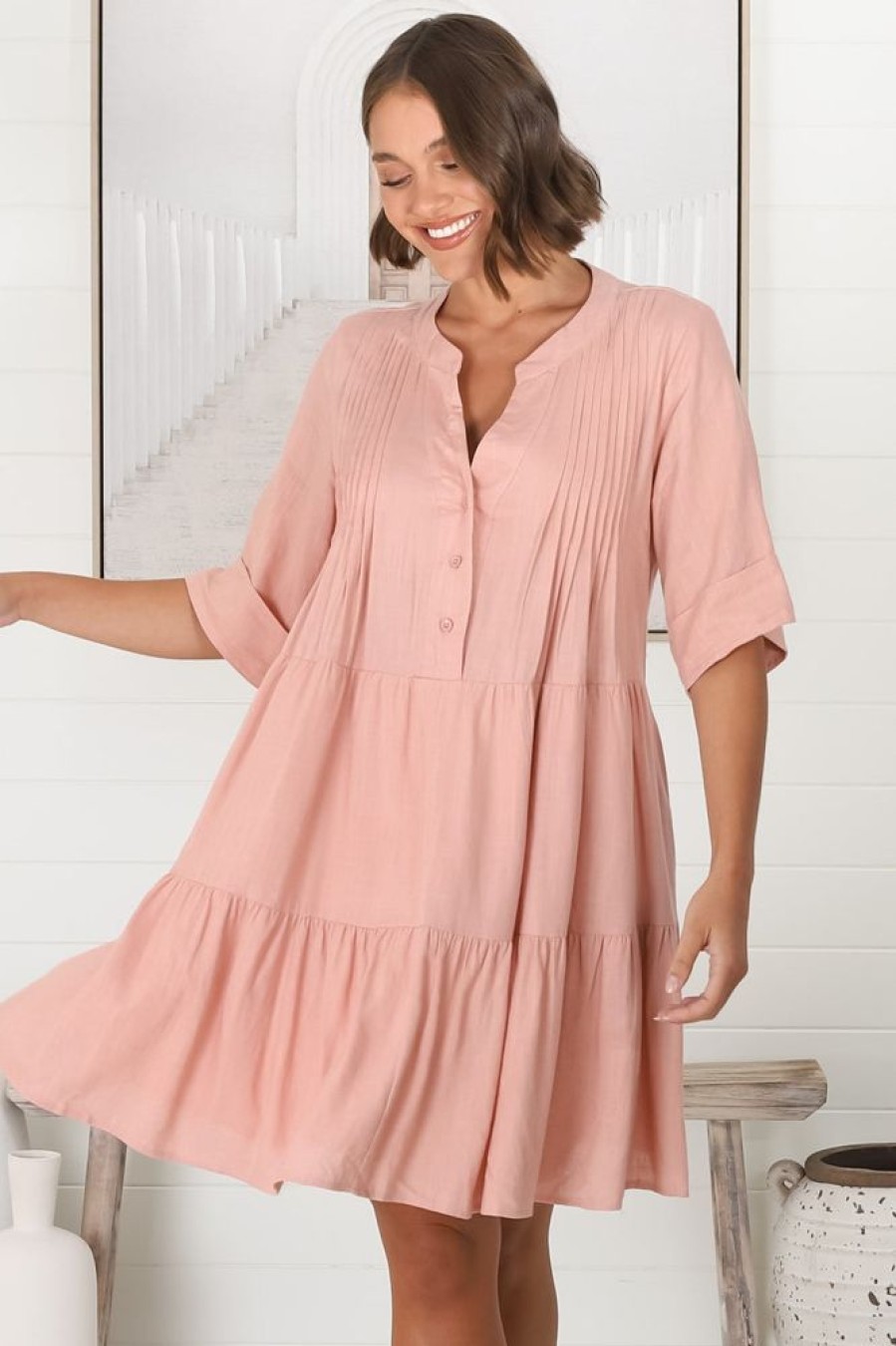Dresses Salty Crush | Ayva Mini Dress - Blush