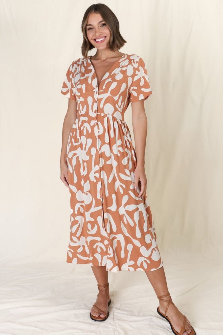 Dresses Salty Crush | Anais - Jaxie Midi Dress - Rust