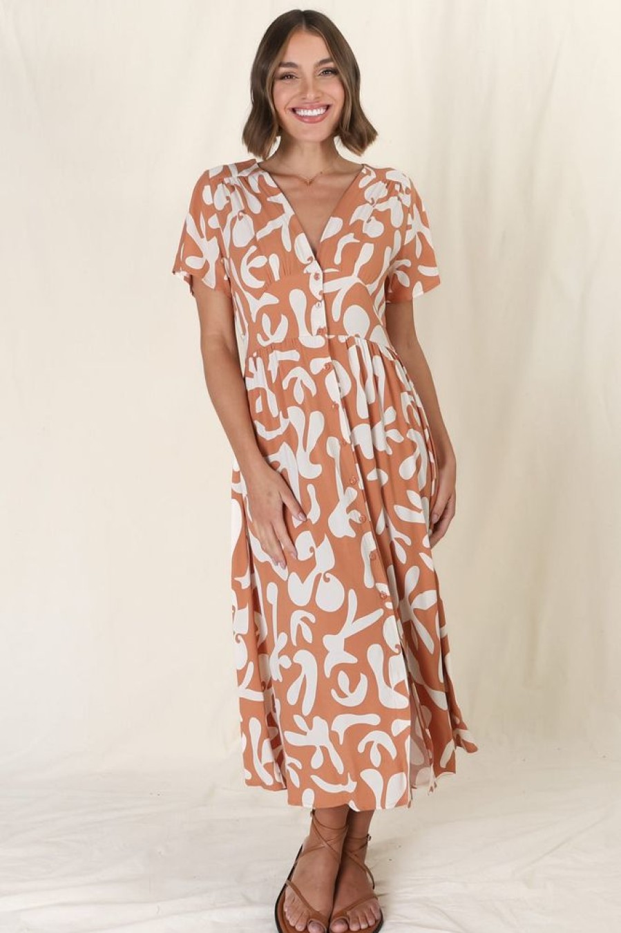 Dresses Salty Crush | Anais - Jaxie Midi Dress - Rust