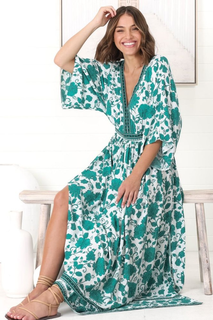 Dresses Salty Crush | Zelle - Kailin Maxi Dress - Green