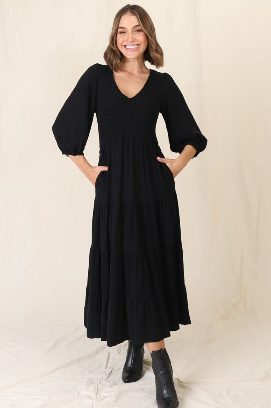 Dresses Salty Crush | Lellah Midi Dress - Black