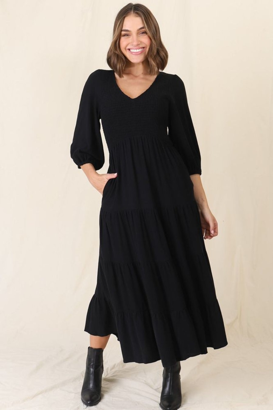 Dresses Salty Crush | Lellah Midi Dress - Black