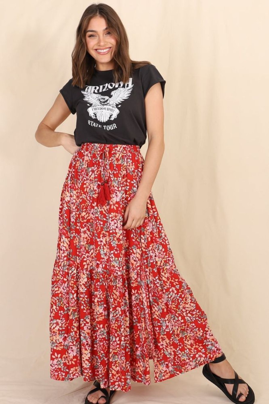 Bottoms Salty Crush | Florentina Maxi Skirt - Red