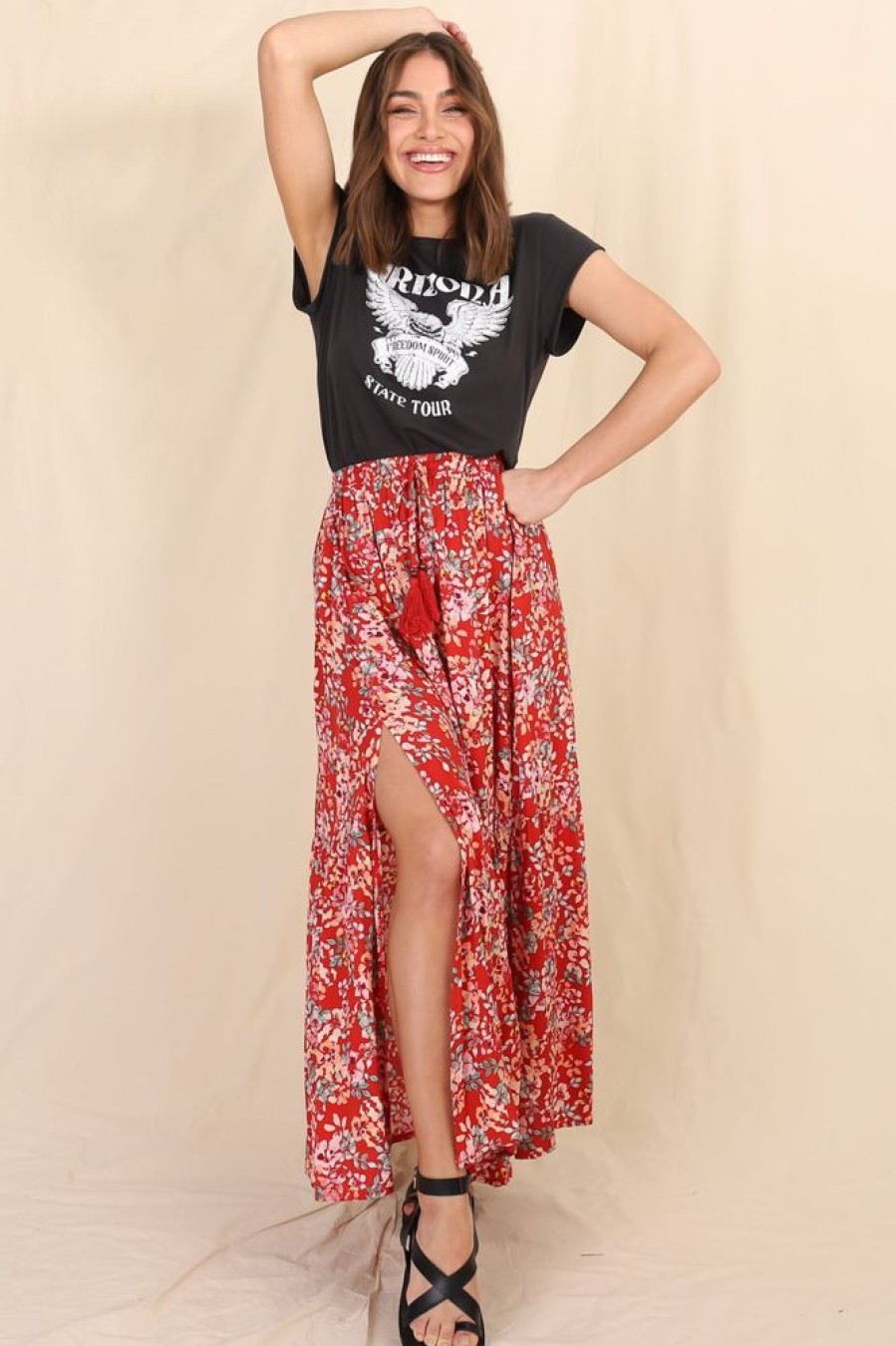 Bottoms Salty Crush | Florentina Maxi Skirt - Red