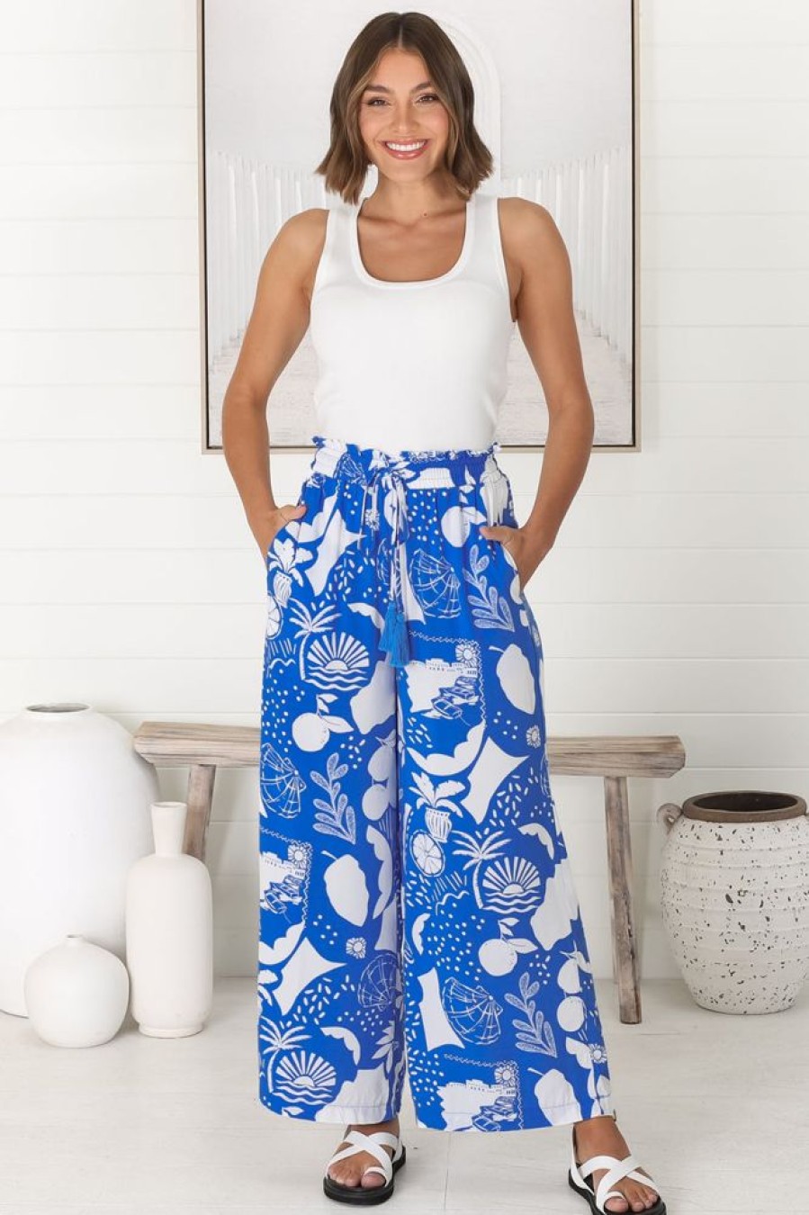 Bottoms Salty Crush | Saskia Pants - Cobalt Blue