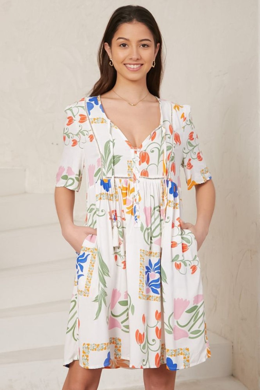 Dresses Salty Crush | Chia Mini Dress - Caspian Print