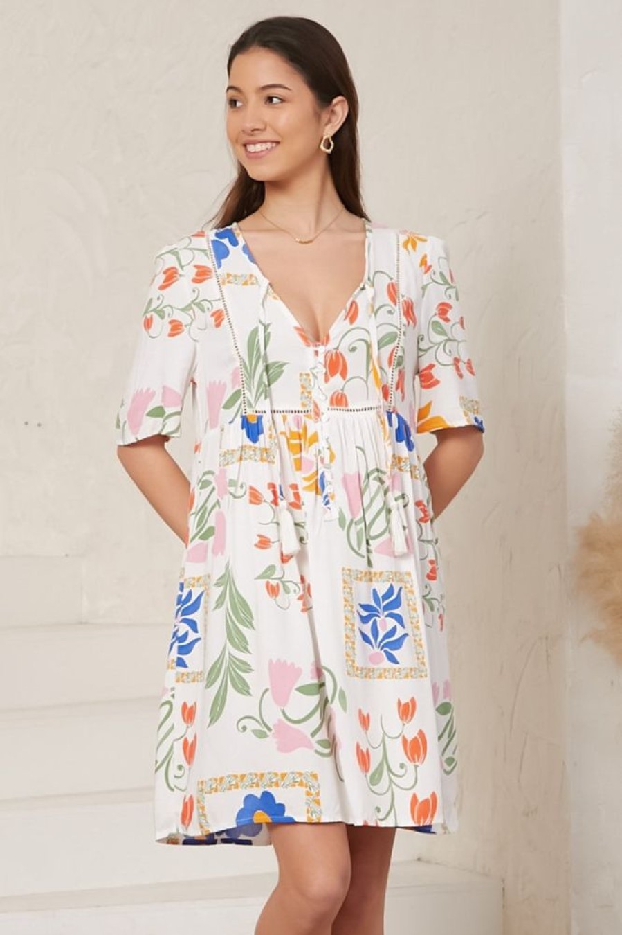 Dresses Salty Crush | Chia Mini Dress - Caspian Print