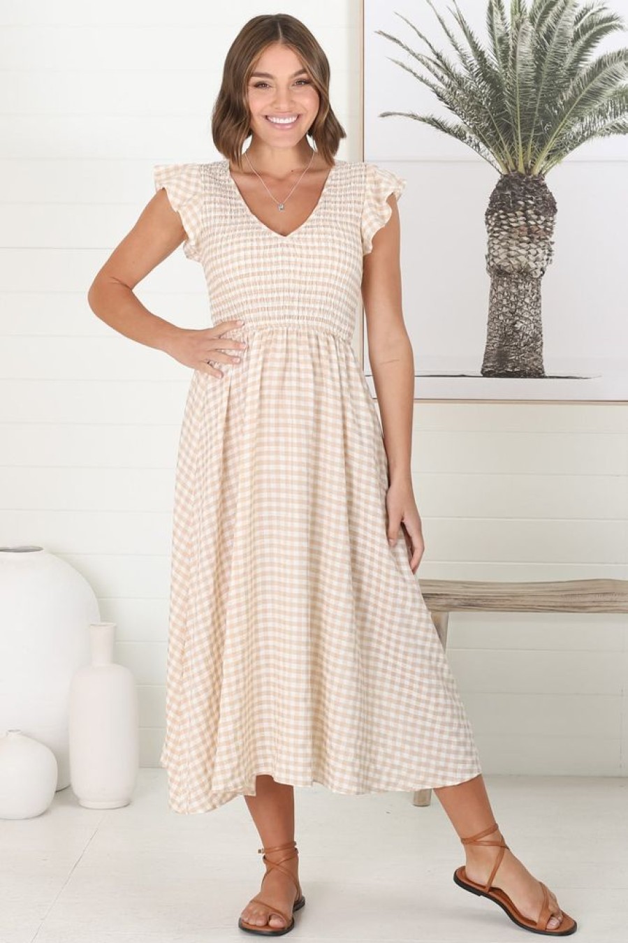 Dresses Salty Crush | Mistee Midi Dress - Beige