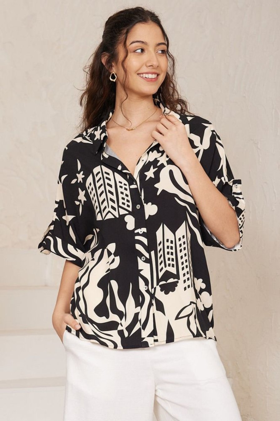 Tops Salty Crush | Dion Shirt - Salt Lake Print