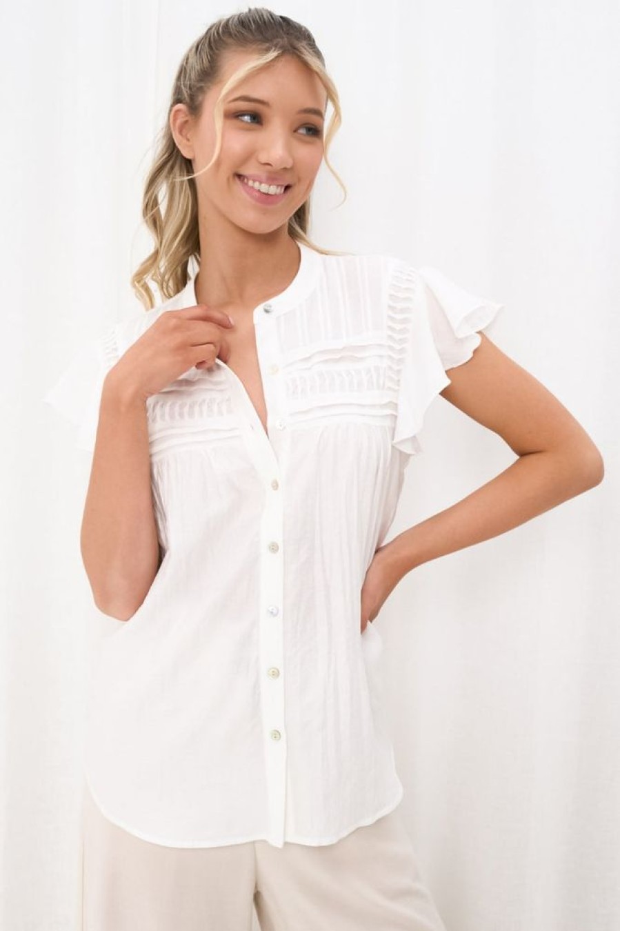 Tops Salty Crush | Helen Blouse - White