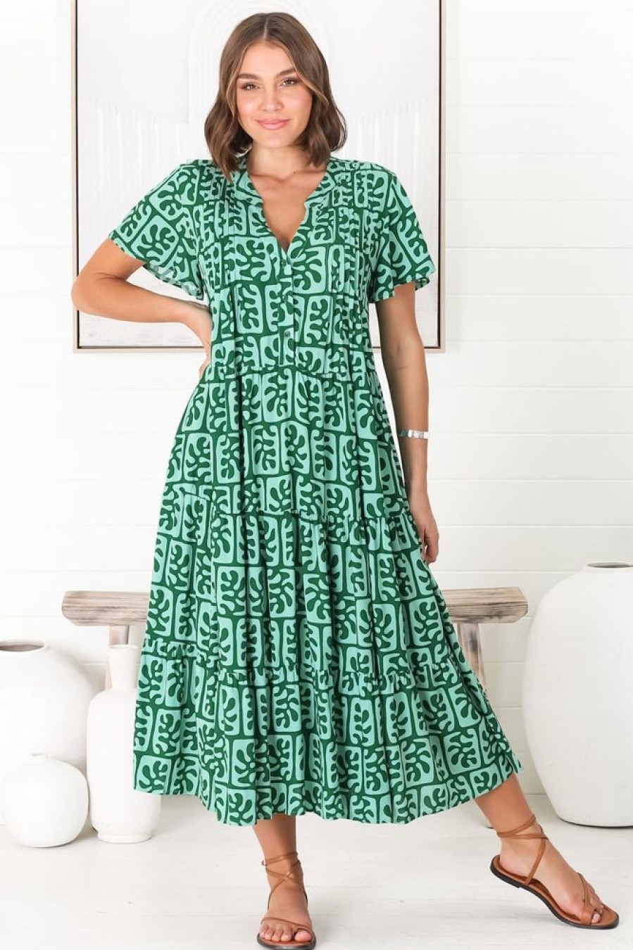Dresses Salty Crush | Peggy - Davey Midi Dress - Green