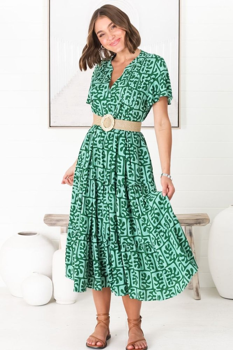 Dresses Salty Crush | Peggy - Davey Midi Dress - Green