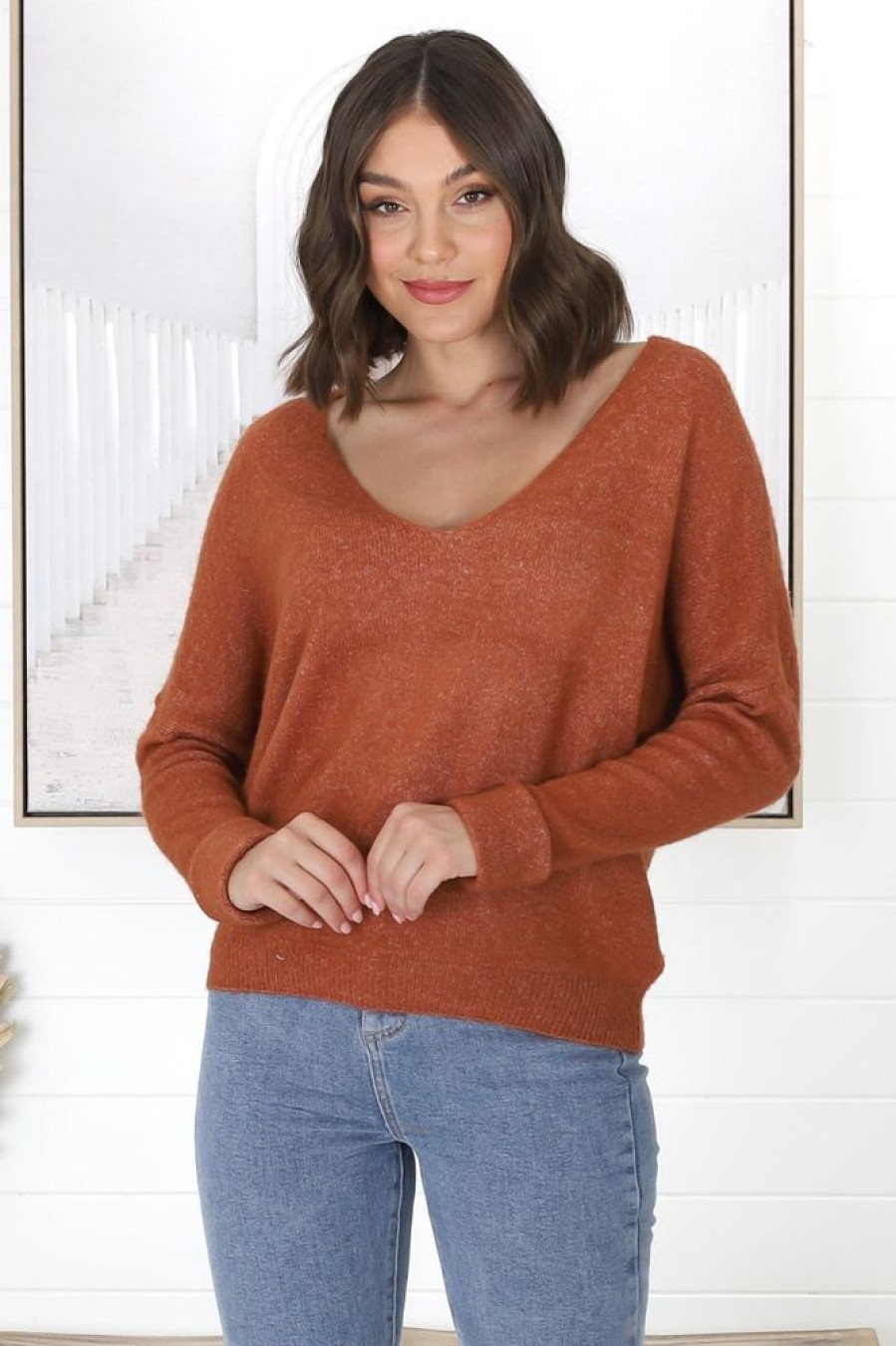 Jackets/Knitwear Salty Crush | Carol Knit Top - Terracotta