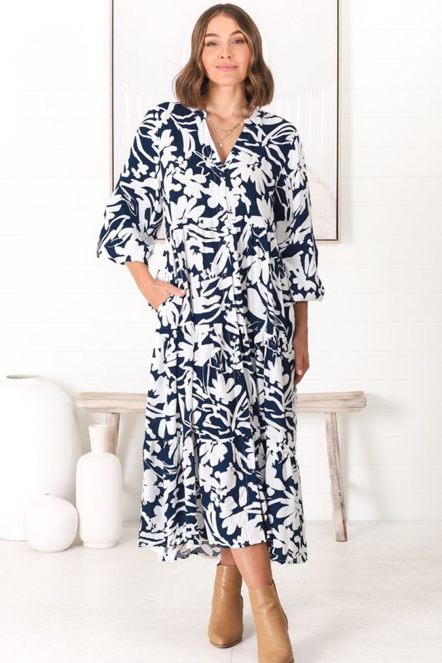 Dresses Salty Crush | Avery Midi Dress - Charis Blue