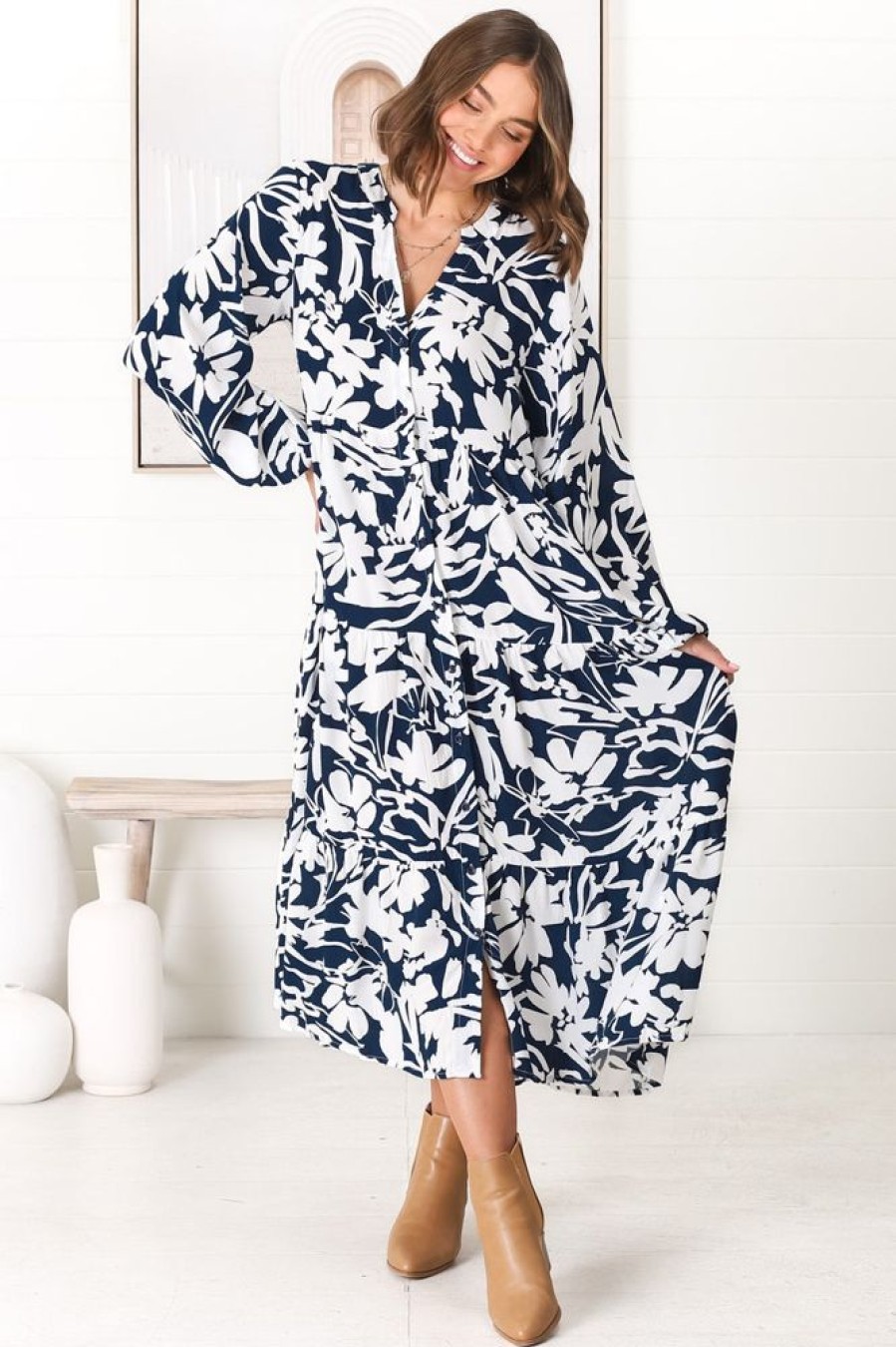 Dresses Salty Crush | Avery Midi Dress - Charis Blue