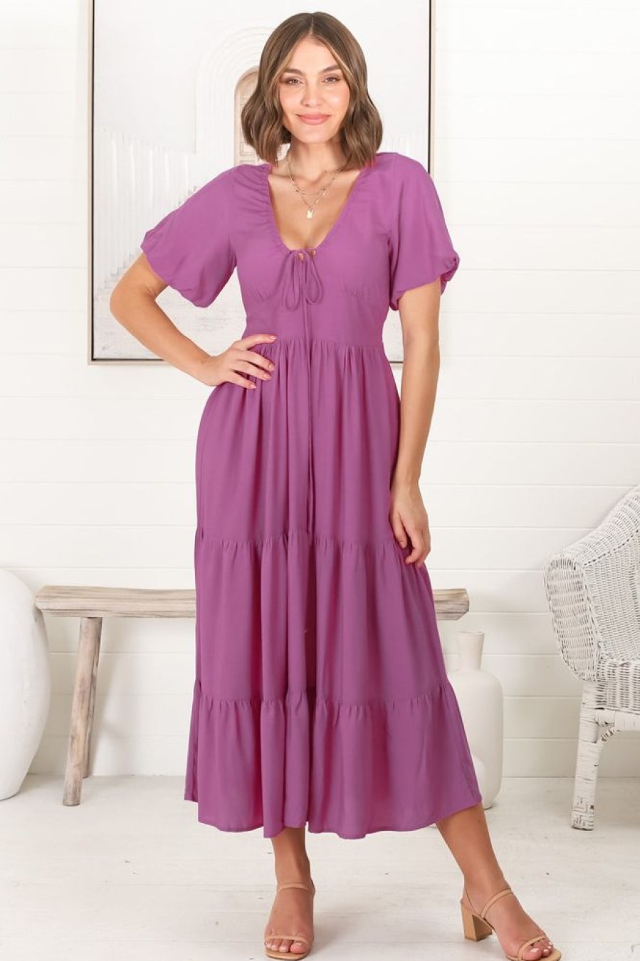 Dresses Salty Crush | Ellen Midi Dress - Purple