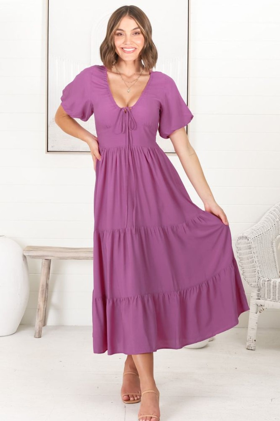 Dresses Salty Crush | Ellen Midi Dress - Purple