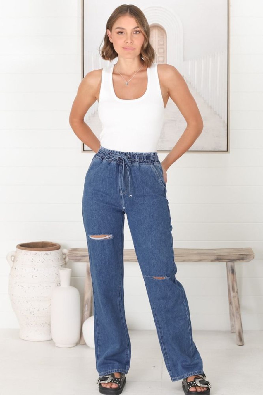 Bottoms Salty Crush | Levvi Jeans - Dark Denim