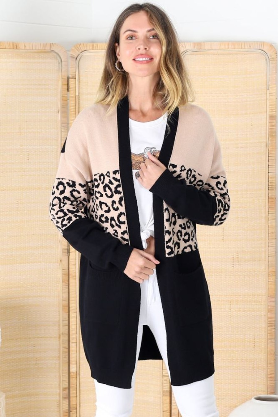 Jackets/Knitwear Salty Crush | Corbin Cardigan - Camel/Black