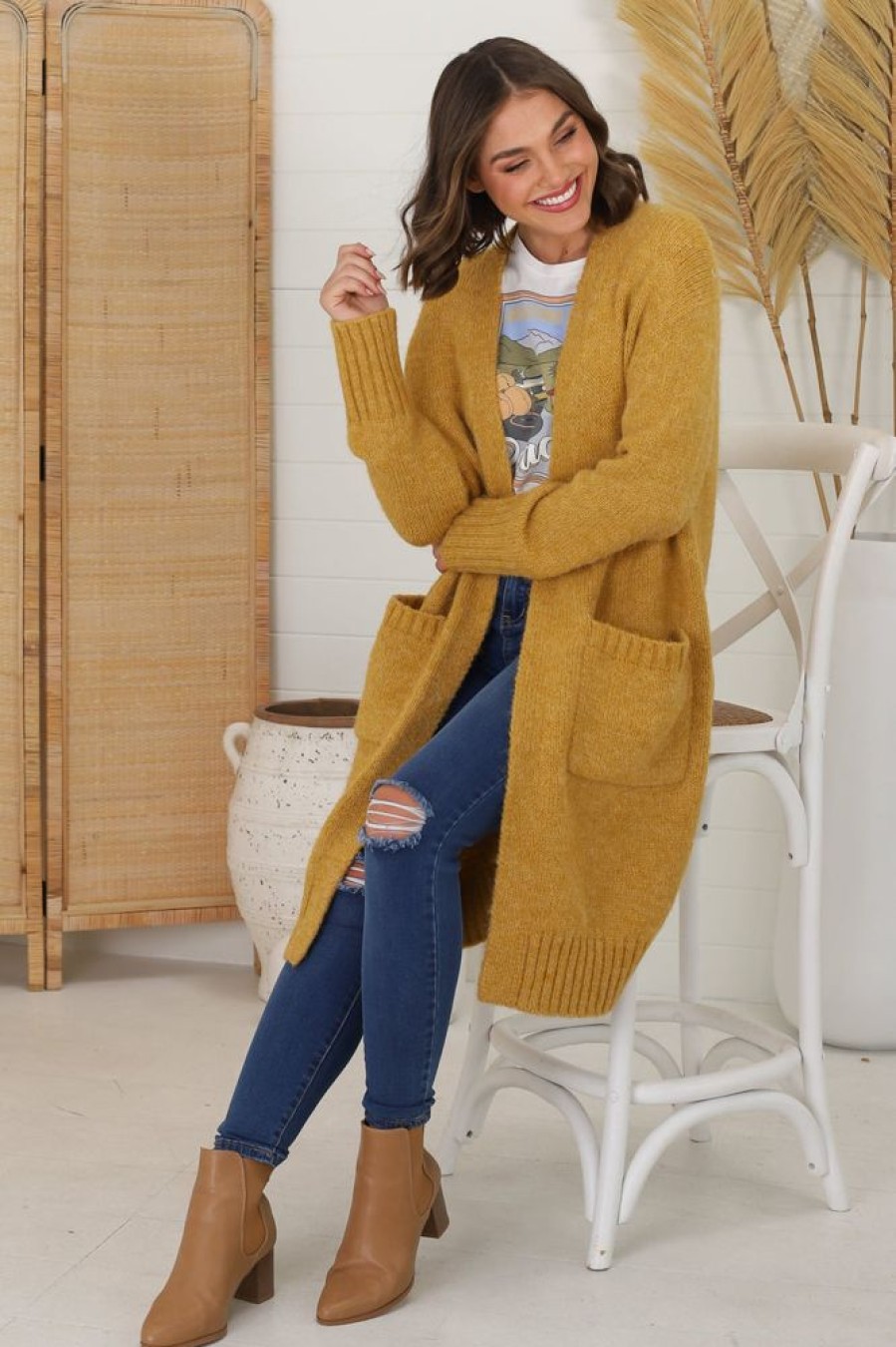 Jackets/Knitwear Salty Crush | Kartika Cardigan - Mustard