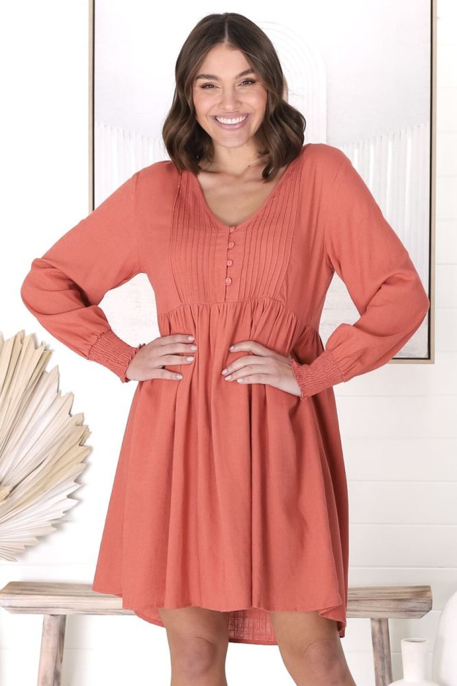 Dresses Salty Crush | Barina Mini Dress - Rust