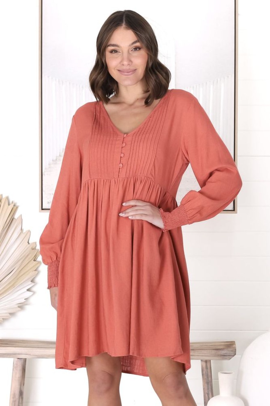 Dresses Salty Crush | Barina Mini Dress - Rust