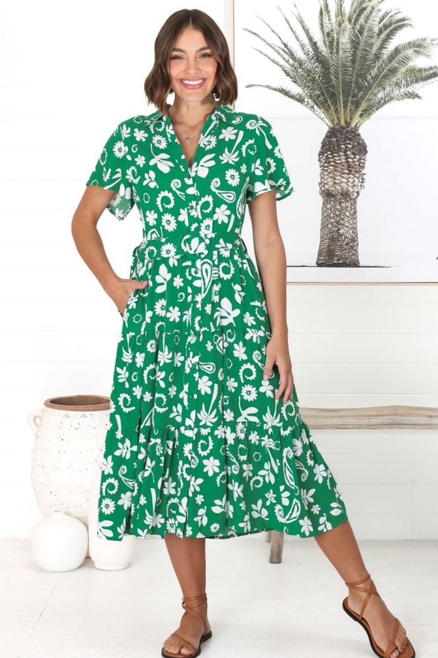 Dresses Salty Crush | Careena Midi Dress - Green