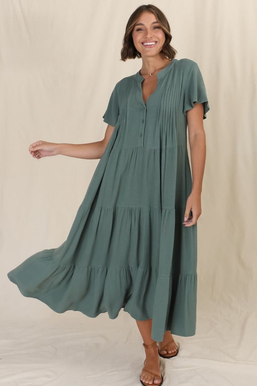 Dresses Salty Crush | Peggy Midi Dress - Green