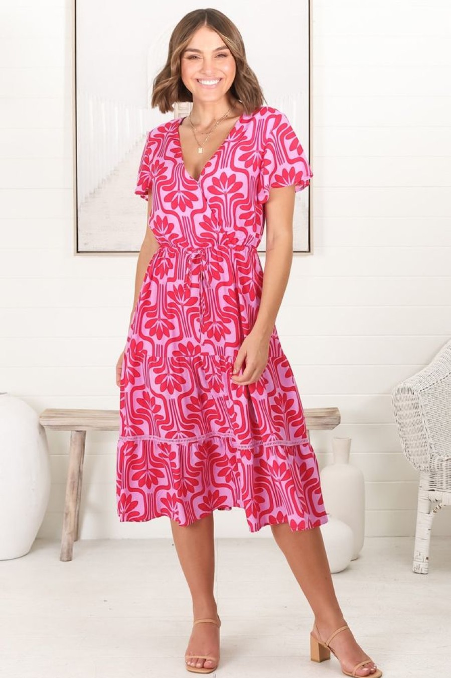 Dresses Salty Crush | Kris - Luvira Midi Dress - Pink