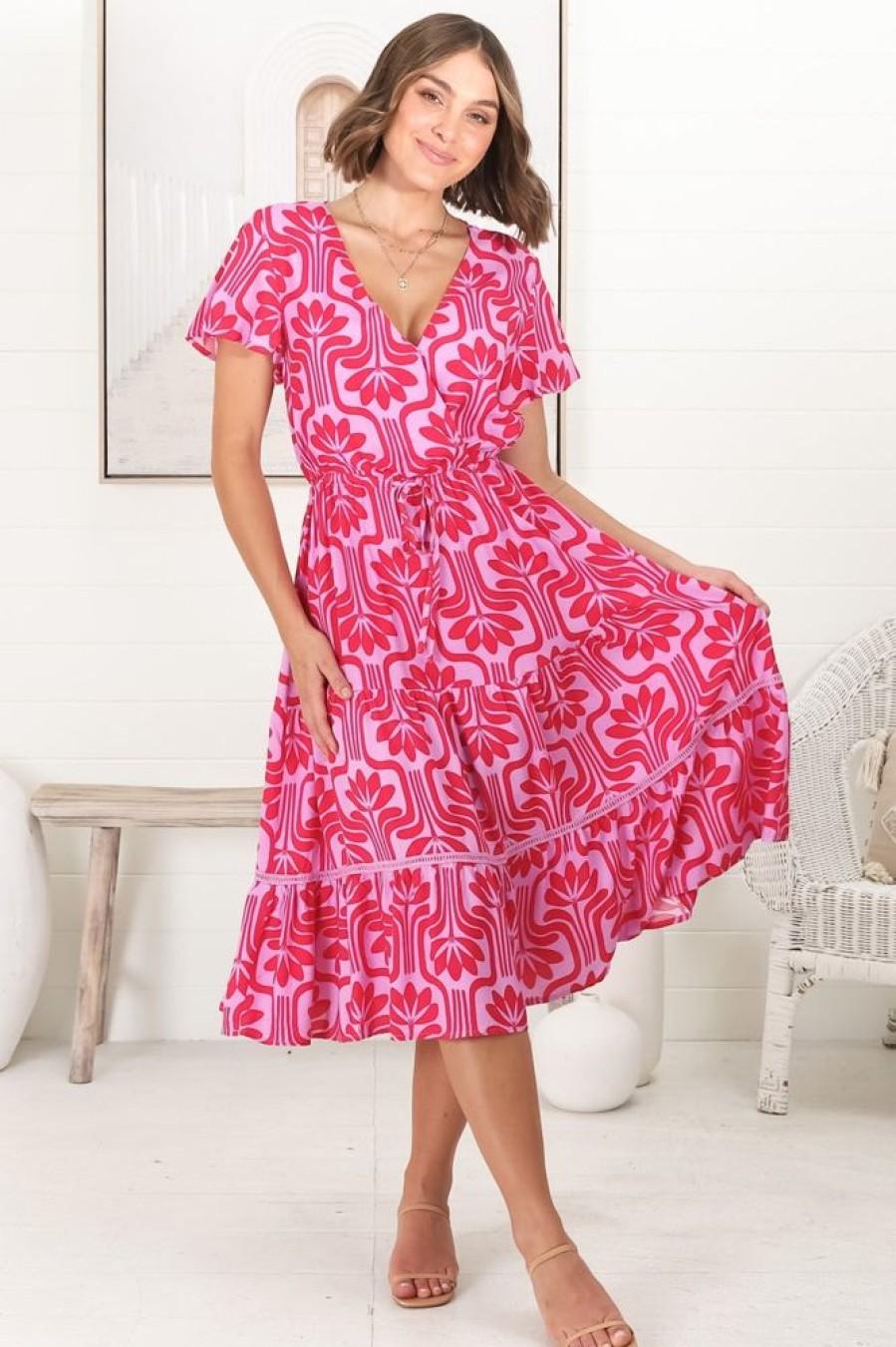 Dresses Salty Crush | Kris - Luvira Midi Dress - Pink