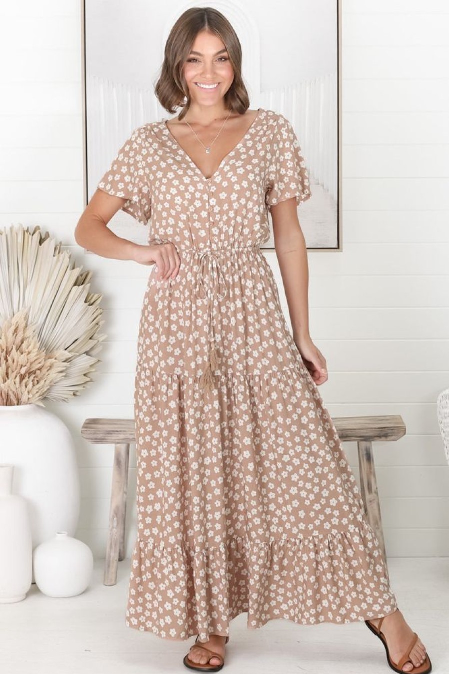 Dresses Salty Crush | Gellina Maxi Dress - Fawn