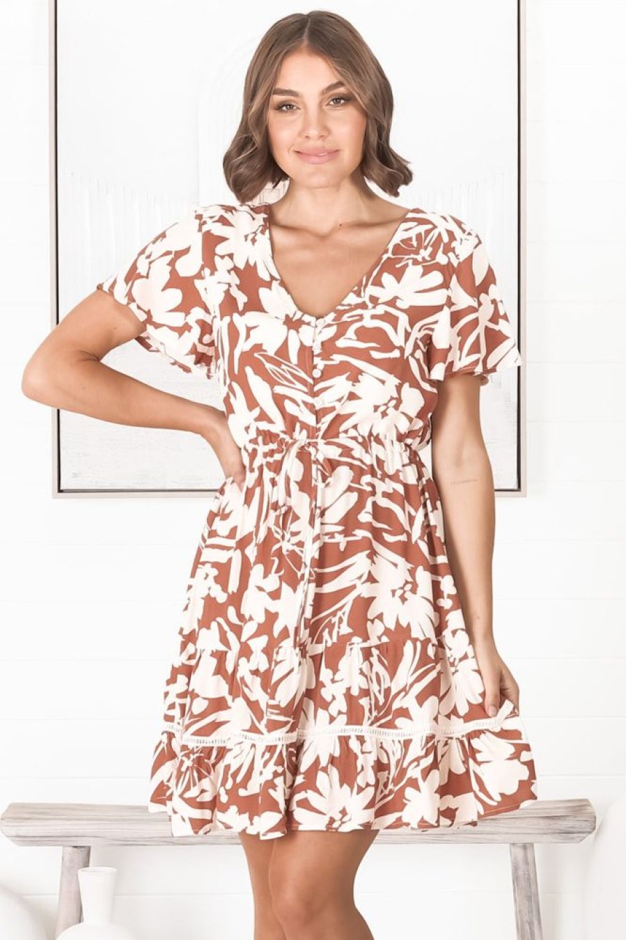 Dresses Salty Crush | Charis Mini Dress - Rust