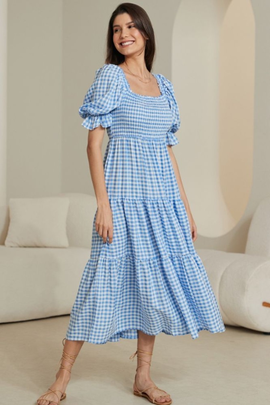 Dresses Salty Crush | Karrigan Maxi Dress - Blue Gingham