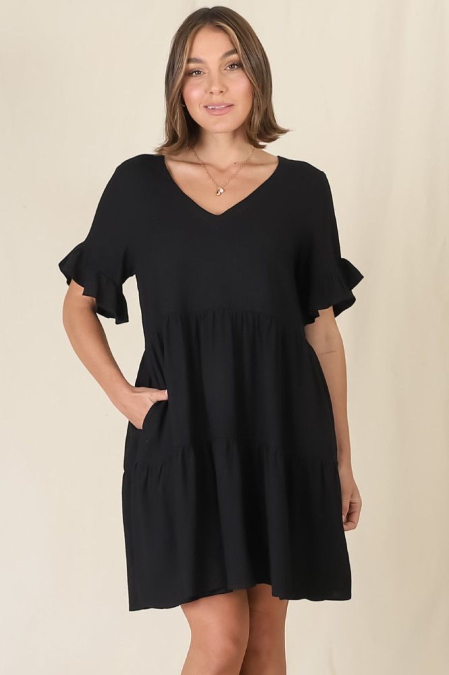 Dresses Salty Crush | Audrina Mini Dress - Black
