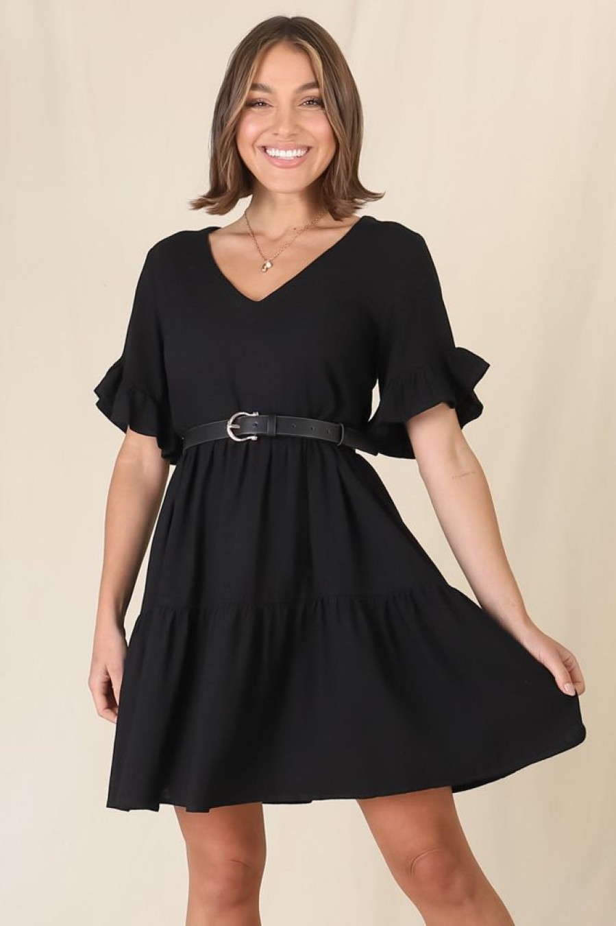 Dresses Salty Crush | Audrina Mini Dress - Black