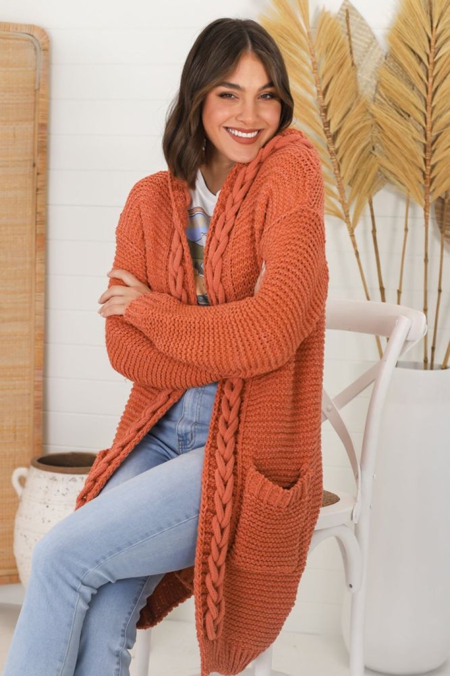 Jackets/Knitwear Salty Crush | Toolara Cardigan - Rust