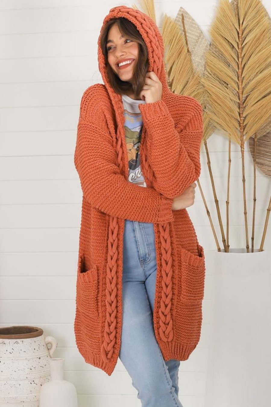 Jackets/Knitwear Salty Crush | Toolara Cardigan - Rust