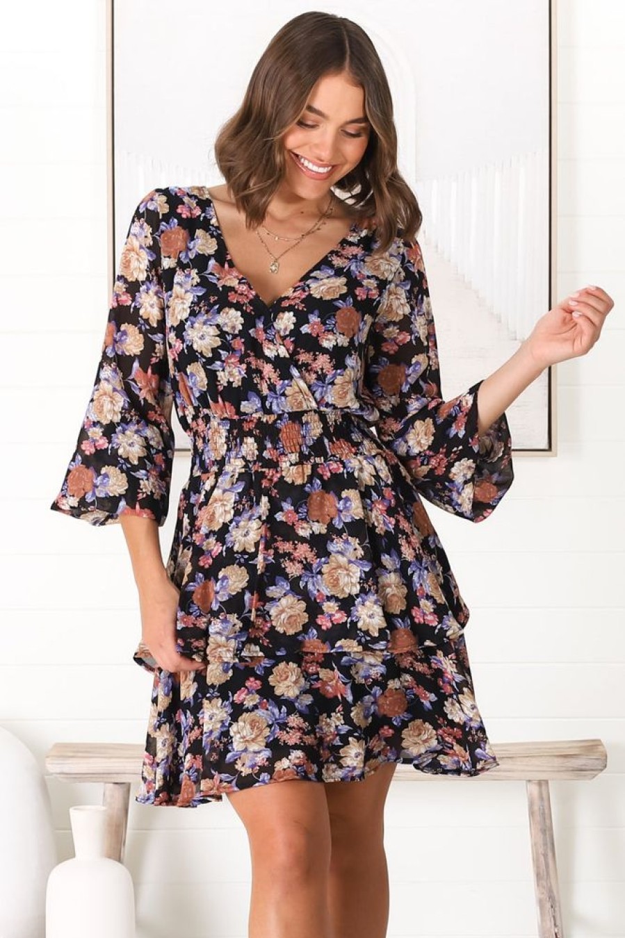 Dresses Salty Crush | Ceena Mini Dress - Anello Black