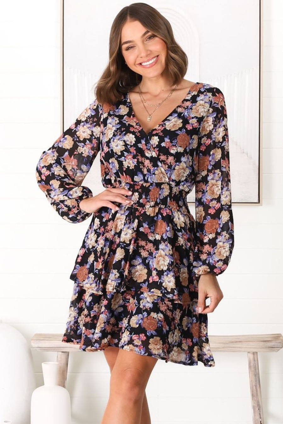 Dresses Salty Crush | Ceena Mini Dress - Anello Black