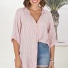 Tops Salty Crush | Beachly Stripe Shirt - Rose Pink