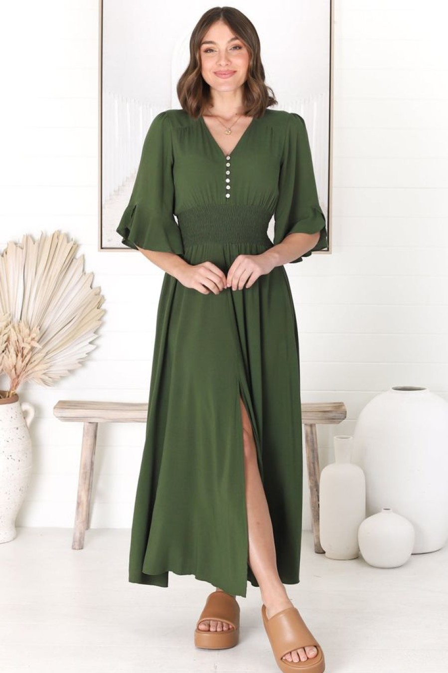 Dresses Salty Crush | Alba Maxi Dress - Olive