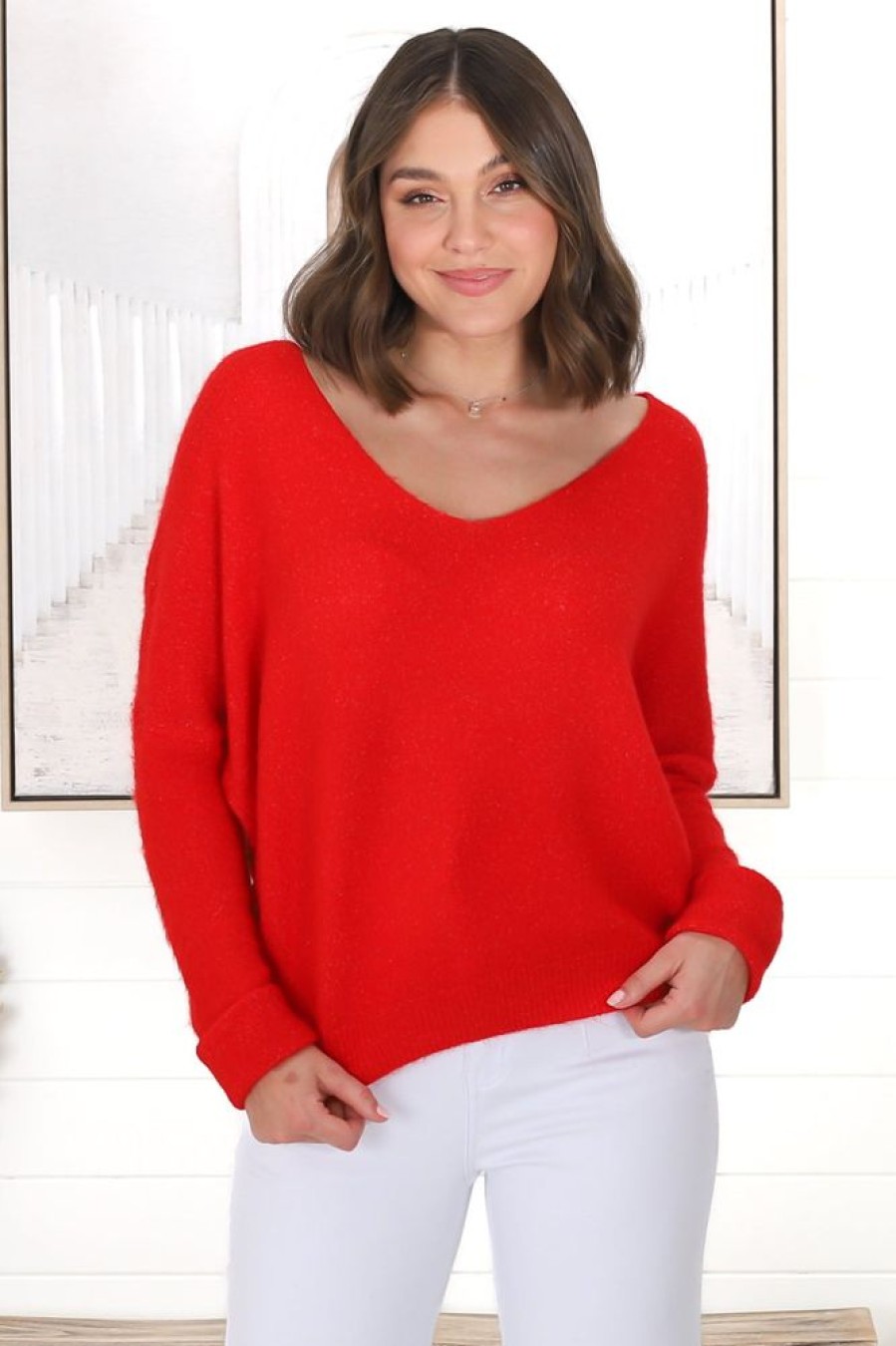 Jackets/Knitwear Salty Crush | Carol Knit Top - Red