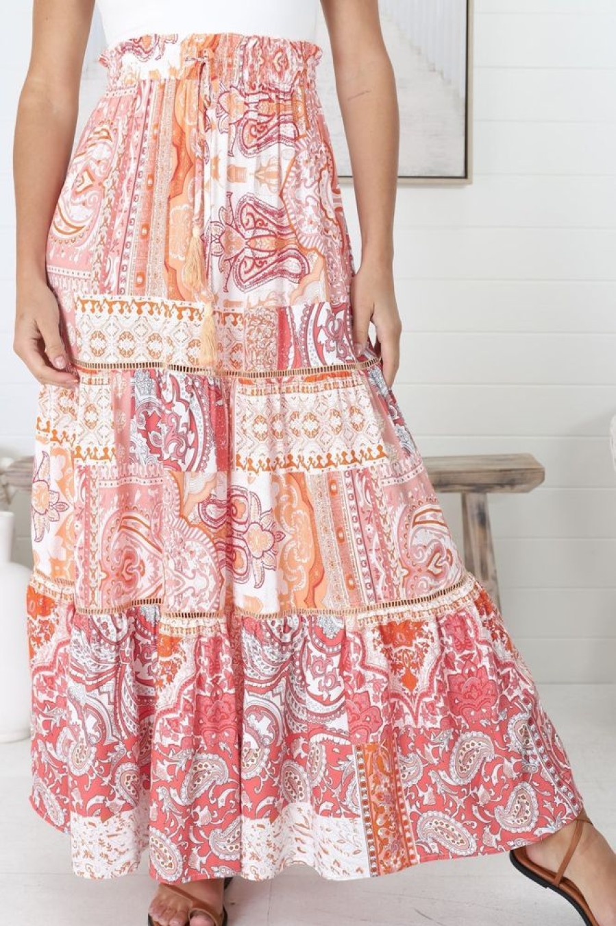 Bottoms Salty Crush | Lemzie Maxi Skirt - Coral